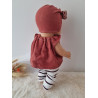 Ensemble poupee 32-36cm : legging rayures mauve, haut gaze rouille et turban