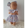 Combi robe poupee 32-36cm et serre tete noeud coton fleuris mauve