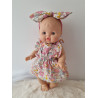 Combi robe poupee 32-36cm et serre tete noeud coton fleuris rose
