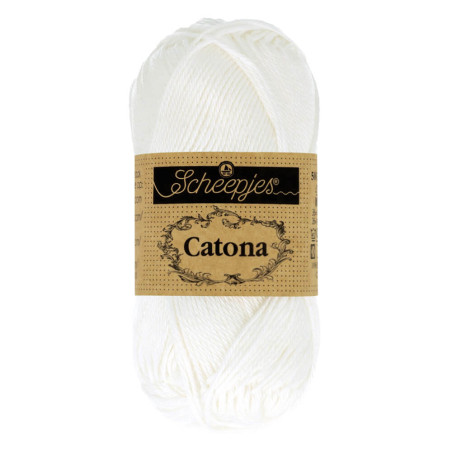 Pelote scheepjes catona 50g coton mercerise couleur blanc neige 106