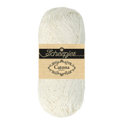 Pelote scheepjes catona shine 50g coton couleur blanc argenté 105