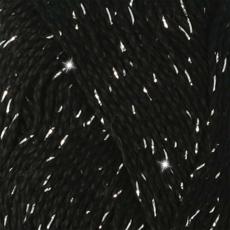 Pelote scheepjes catona shine 50g coton couleur noir argenté 110