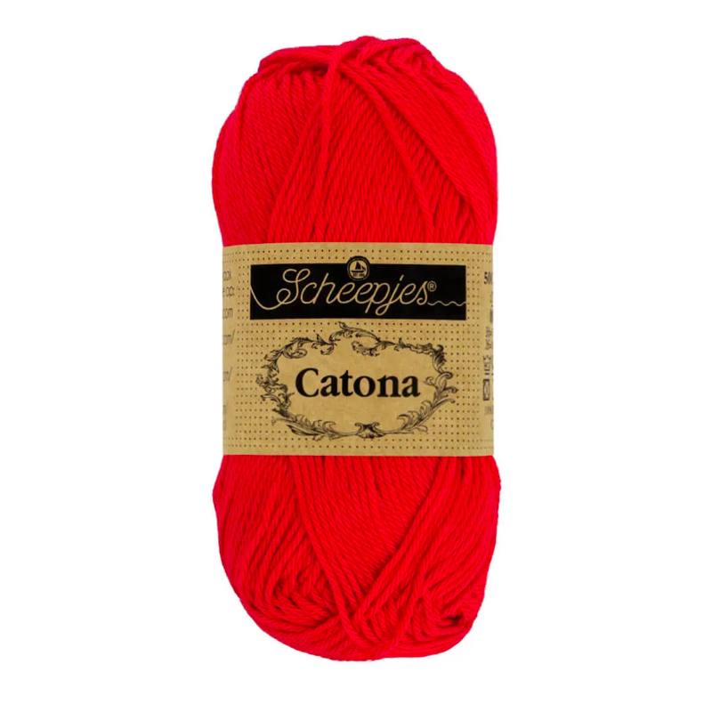 Pelote scheepjes catona 50g coton mercerise couleur Rouge piquant 115