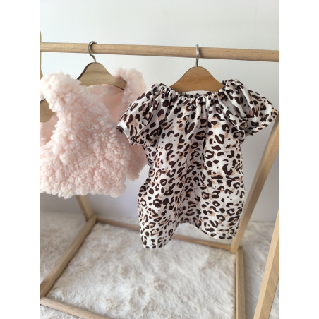 Tenue léopard rose poudré pour poupée Gordi 34 cm fait main