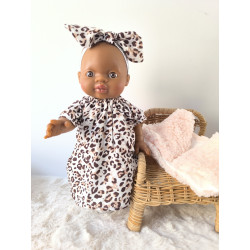 Tenue “Graou” léopard et rose poudré pour poupée Gordi 34 cm