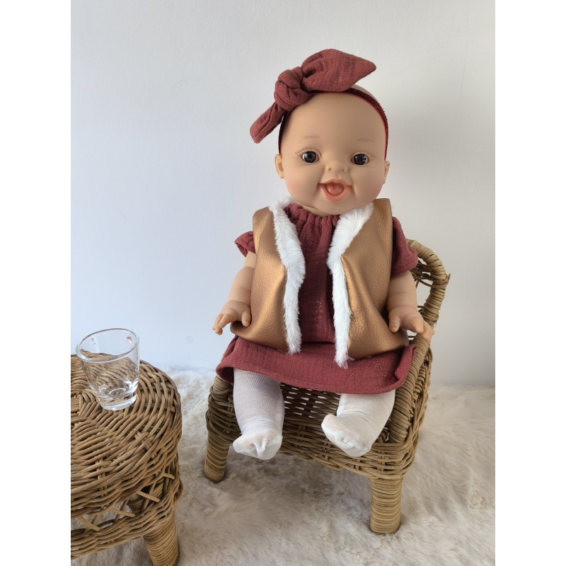 Tenue “Bordeaux étoilé” pour poupée Gordi 34 cm – pièce unique