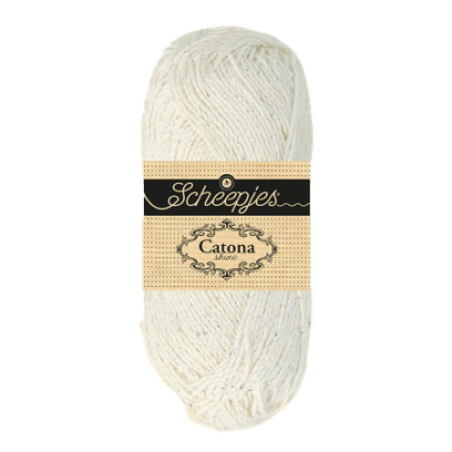 Pelote scheepjes catona shine 50g coton couleur blanc argenté 105