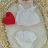 Ensemble pour poupée 32-36 cm - Bloomer, haut et nœud en dentelle et tulle cœur