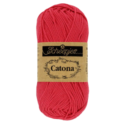 Pelote scheepjes catona 50g coton mercerise couleur rouge 516