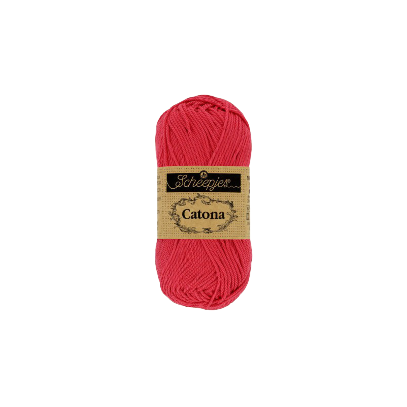 Pelote scheepjes catona 50g coton mercerise couleur rouge 516