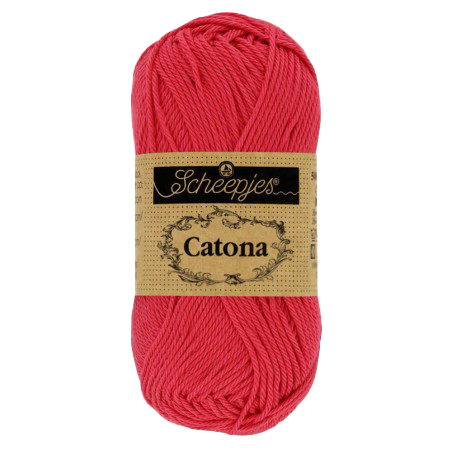 Pelote scheepjes catona 50g coton mercerise couleur rouge 516