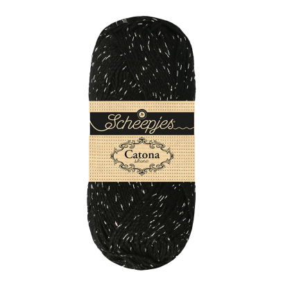 Pelote scheepjes catona shine 50g coton couleur noir argenté 110