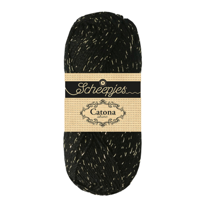Pelote scheepjes catona shine 50g coton couleur noir doré 110