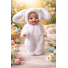 Déguisement lapin en fausse fourrure pour poupée 32 à 36 cm – zip