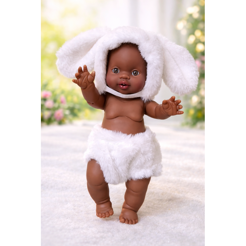 Ensemble lapin en fausse fourrure pour poupée 32 à 36 cm