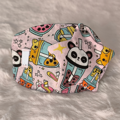 Patch oculaire OD - bubble tea fond rose