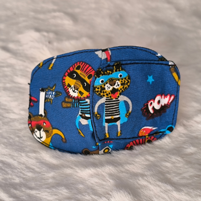 Patch oculaire OD - super héros fond bleu