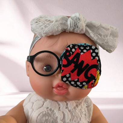 Patch oculaire poupée – cache œil doudou enfant en tissu fait main