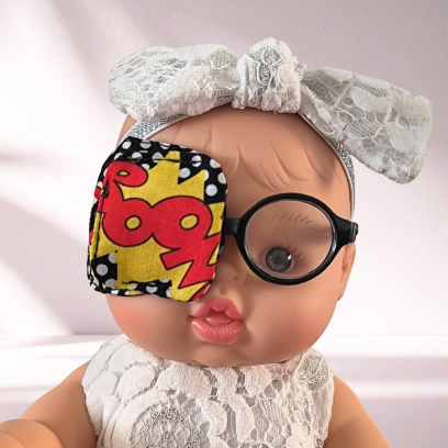 Patch oculaire poupée – cache œil doudou enfant en tissu fait main