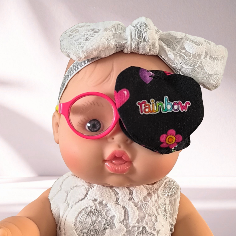 Patch oculaire poupée – cache œil doudou enfant en tissu fait main