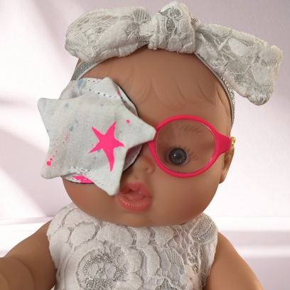 Patch oculaire poupée – cache œil doudou enfant en tissu fait main
