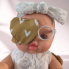 Patch oculaire OD - coeurs fond moutarde