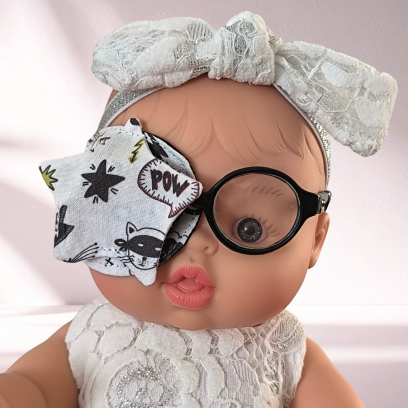 Patch oculaire poupée – cache œil doudou enfant en tissu fait main