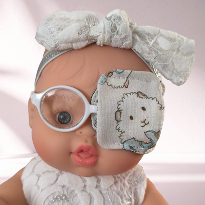 Patch oculaire poupée – cache œil doudou enfant en tissu fait main
