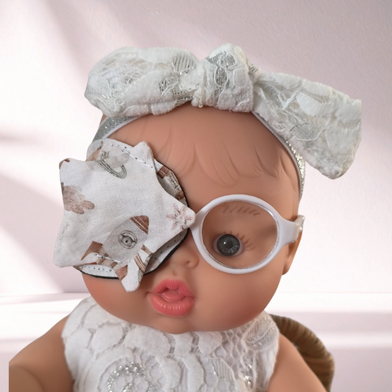 Patch oculaire poupée – cache œil doudou enfant en tissu fait main