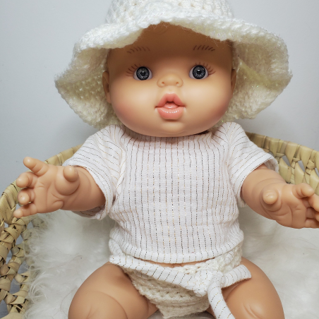 Ensemble crochet et double gaze pour poupées 32 à 36 cm