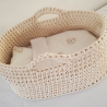 Couffin en crochet avec base en bois pour poupée jusqu'à 38 cm - Choix de matelas et parure