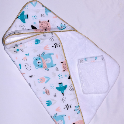 Cape de bain et gant de toilette animaux