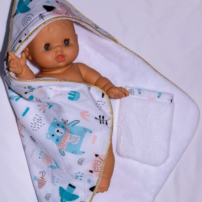 Cape de bain et gant de toilette animaux
