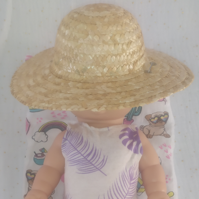 Chapeau de paille pour poupée 32-36 cm, diamètre 20 cm
