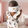 Barboteuse poupée + bandeau fait main papillons sur fond blanc