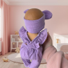 Barboteuse poupée + bandeau-mauve