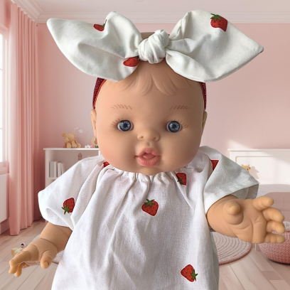 Barboteuse + bandeau pour poupée-fraises