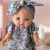 Barboteuse + bandeau pour poupée-fleurs violettes