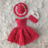 Ensemble Barbie au crochet fait main en coton Oeko-Tex
