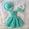 Ensemble Barbie au crochet fait main en coton Oeko-Tex