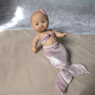Tenue sirène poupée 32 à 36 cm faite main – version tissu