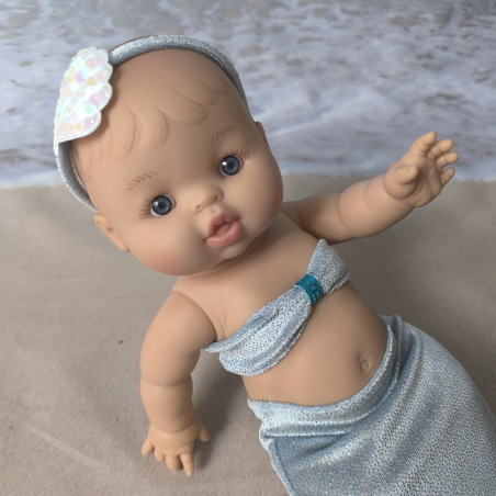 Tenue sirène poupée 32 à 36 cm faite main – version tissu