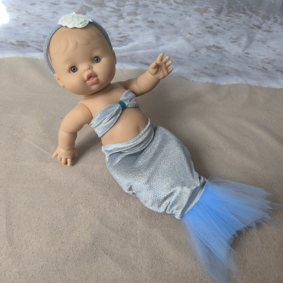Tenue sirène poupée avec tulle – vêtements faits main 32 à 36 cm