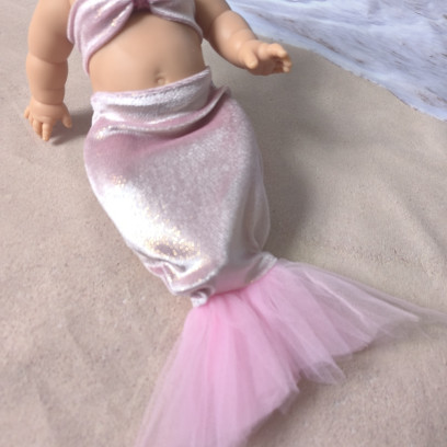 Tenue sirène poupée avec tulle – vêtements faits main 32 à 36 cm