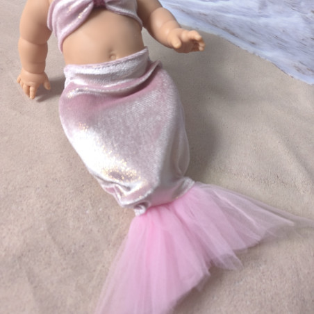 Tenue sirène poupée avec tulle – vêtements faits main 32 à 36 cm