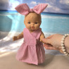 Robe cache-cœur poupée en seersucker rose – faite main