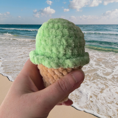Glace au crochet pistache faite main – jouet enfant en crochet
