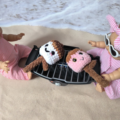 Chamallow caramélisé au crochet sur brochette – jouet enfant fait main