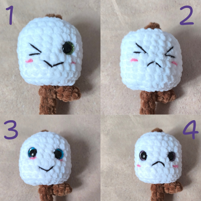 Brochette 3 chamallows crochet – jouet enfant fait main personnalisable