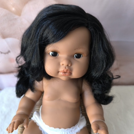 Poupée Mini Colettos ... cheveux noirs aux yeux noirs| Poupée à habiller